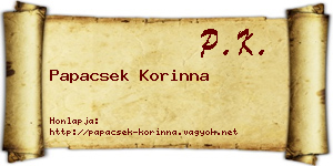 Papacsek Korinna névjegykártya